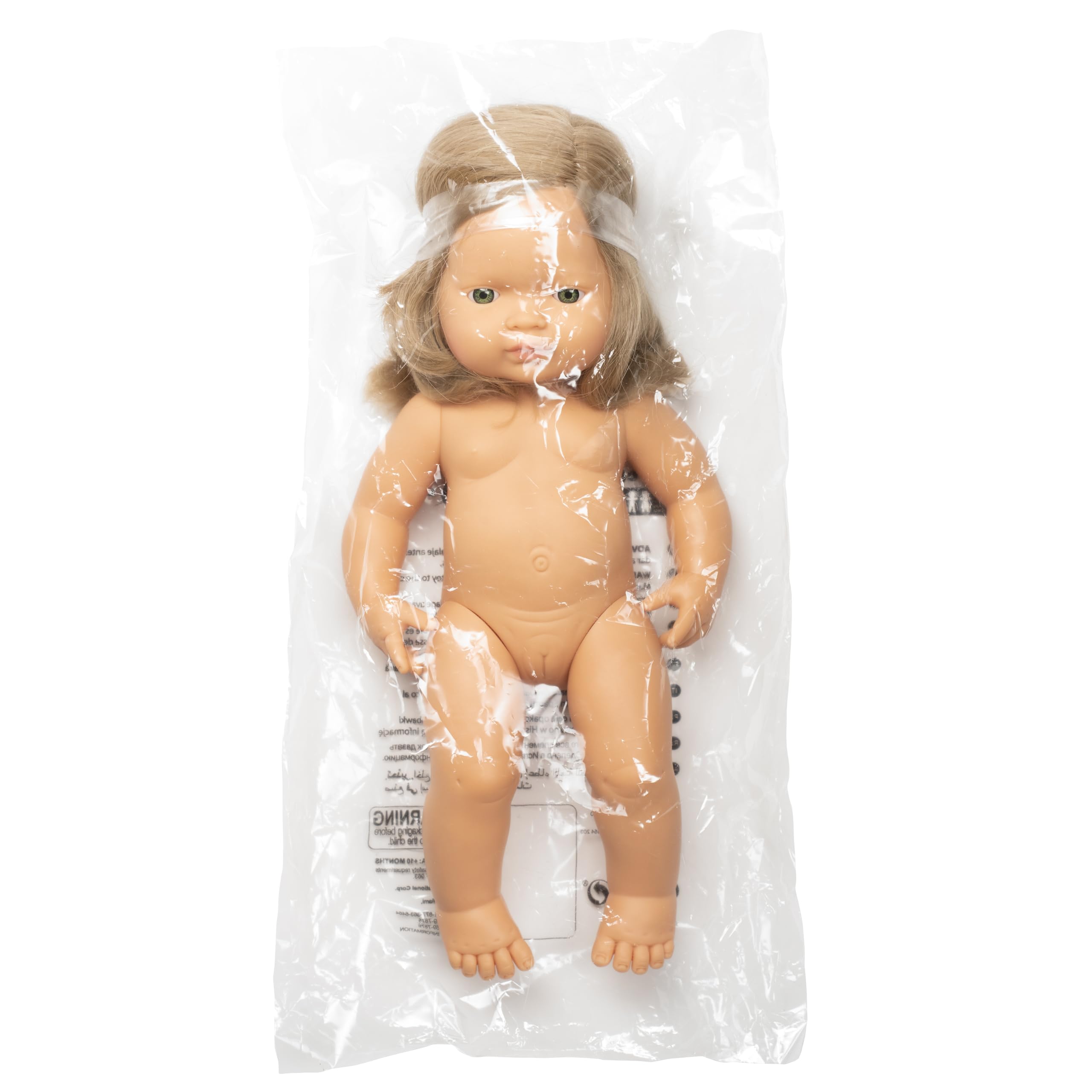 Miniland Dolls Babypuppe Mädchen 38cm dunkelblond ohne Kleidung