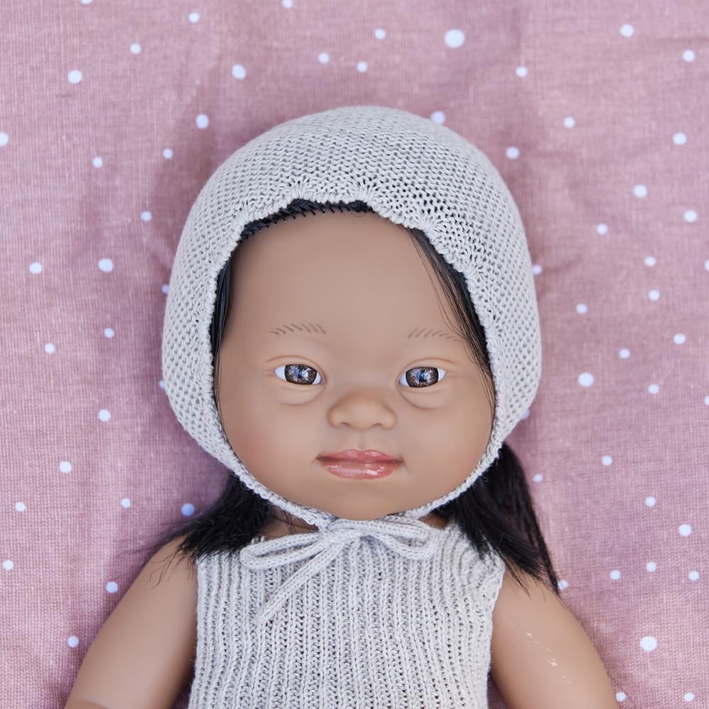 Miniland Dolls 31238 Babypuppe Mädchen 38 cm Down Syndrom Natur