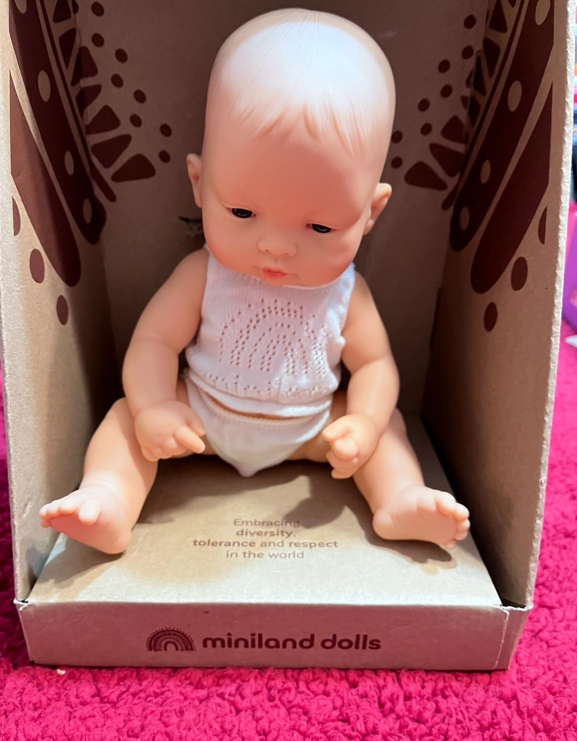 Miniland Dolls Babypuppe Junge 32 cm asiatisch Vinyl Unterwäsche