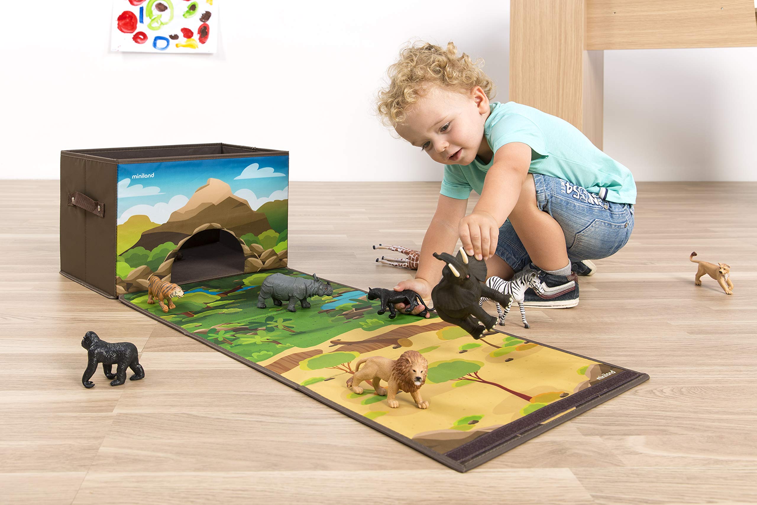 Miniland Forest Jungle Box Aufbewahrungsbox Spielteppich 100cm