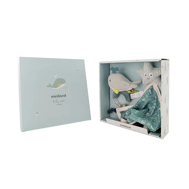 Miniland Ocean Baby-Geschenkset Doudou + Rassel Grün 0M+
