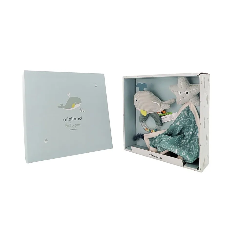 Miniland Ocean Baby-Geschenkset Doudou + Rassel Grün 0M+