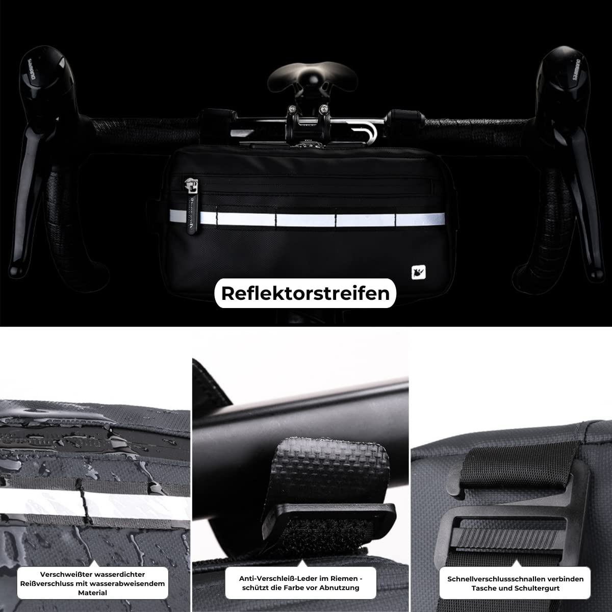 smartEC Fahrradtasche Lenkertasche Oberrohrtasche schwarz