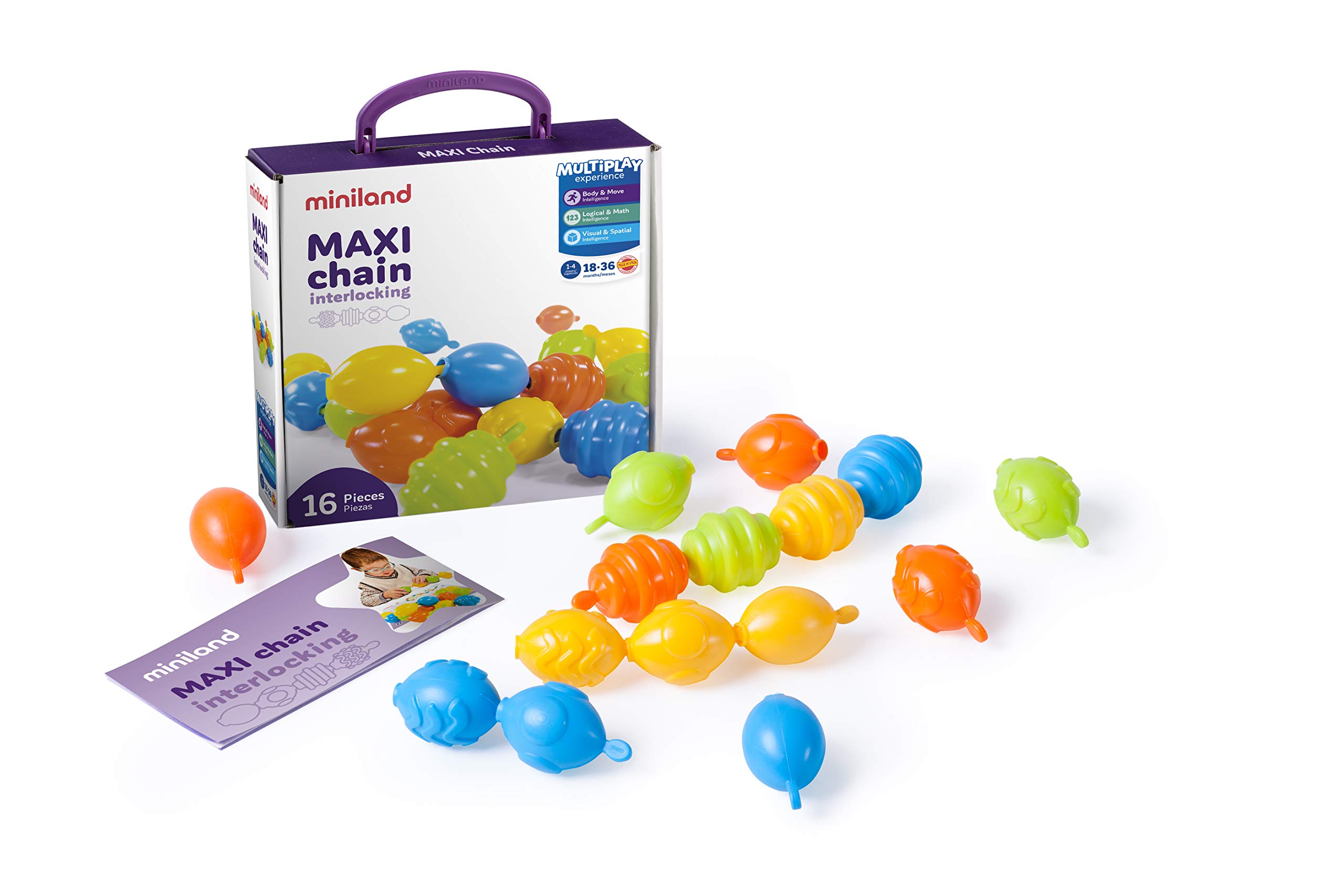 Miniland Maxichain Steckspiel 16 Teile für 18-36 Monate