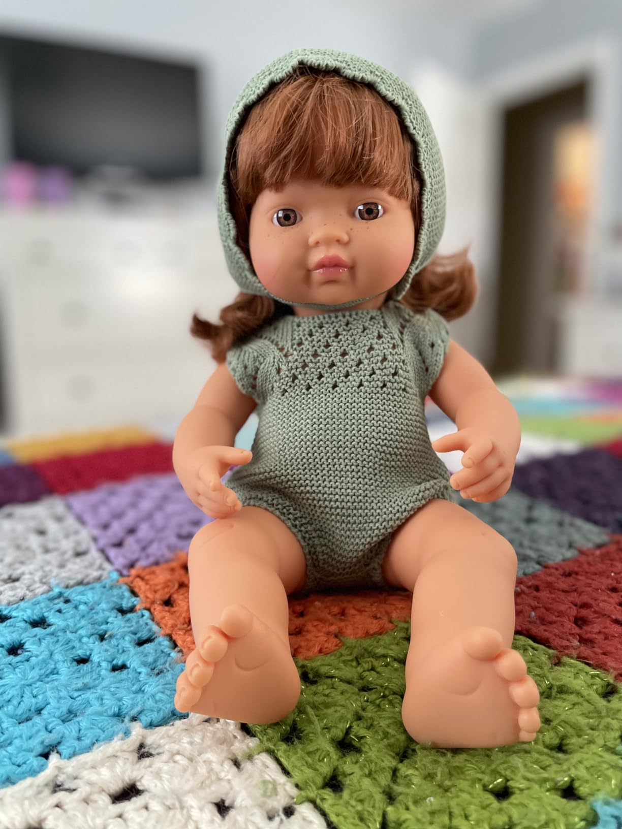 Miniland Dolls Strickset grün Body+Mütze für 40 cm Puppen