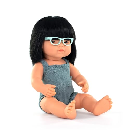 Miniland Colourful Edition Puppe 38 cm Asiatisch mit Brille