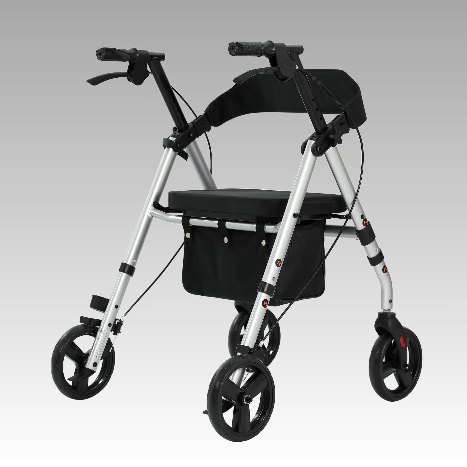 maxErgo Rollator Silber Gehhilfe mit Sitz faltbar