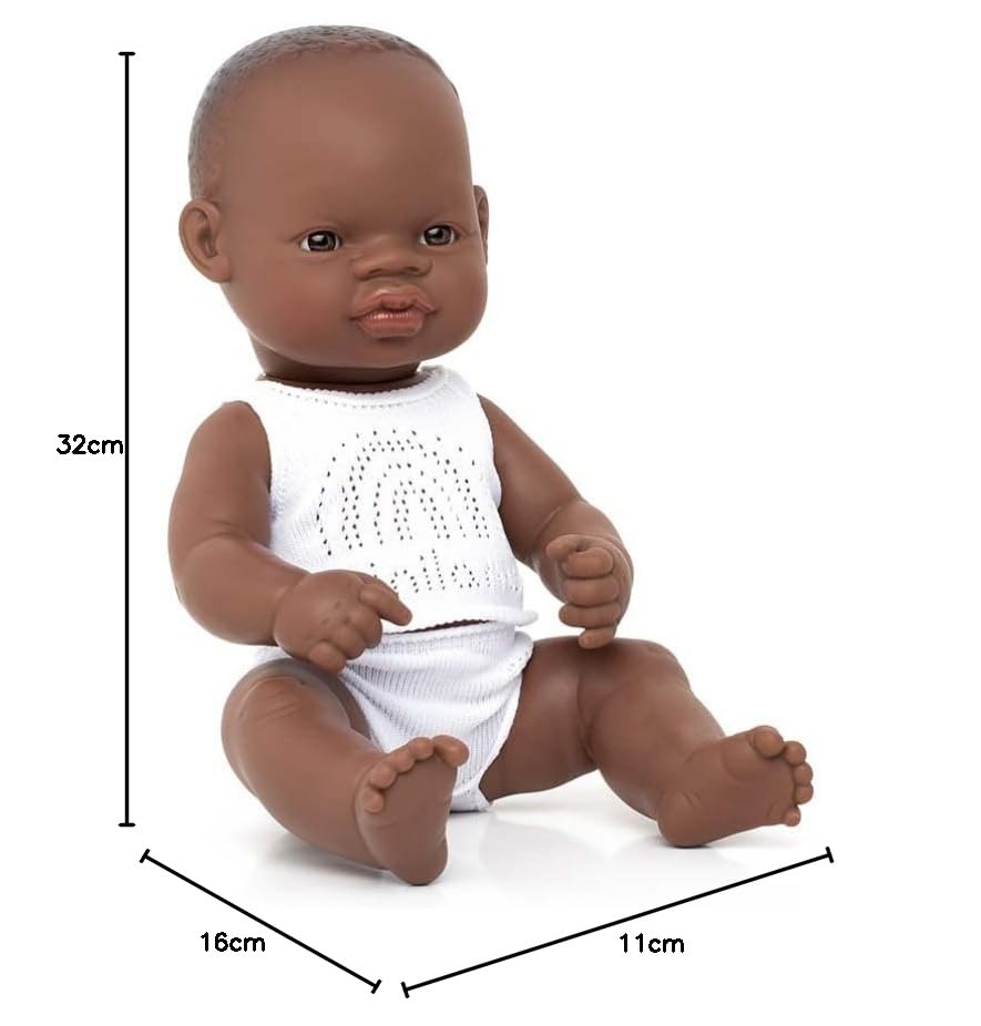 Miniland Dolls 31353 Babypuppe Junge 32 cm afrikanisch