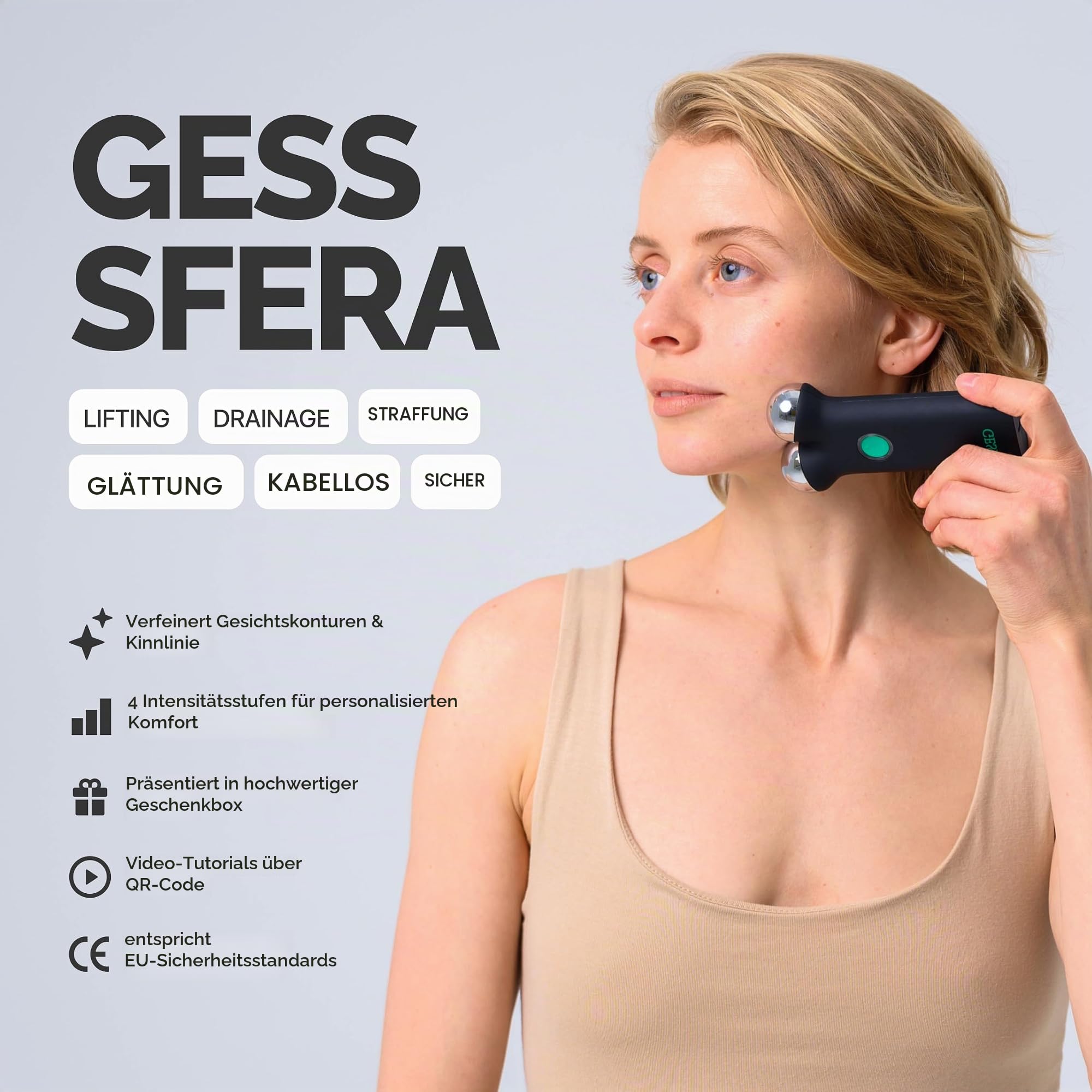 Gess Sfera Mikrostrom Gesichtsgerät Schwarz Anti-Aging