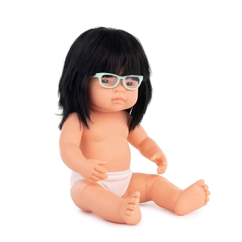 Miniland Dolls Babypuppe asiatisches Mädchen 38cm Brille