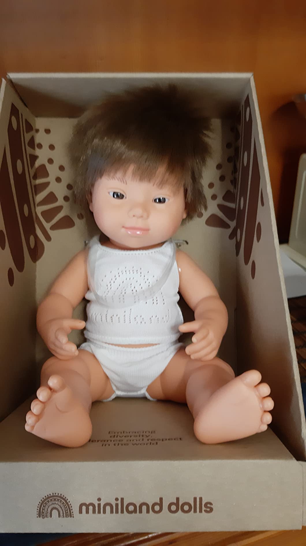 Miniland Dolls 31170 Babypuppe 38cm Junge Down Syndrom