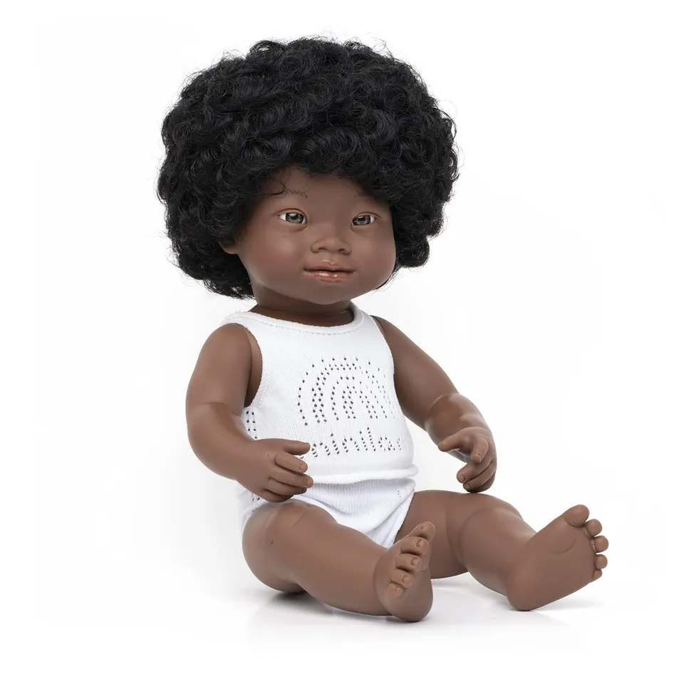 Miniland Dolls 31171 Babypuppe 38cm afrikanisch Down