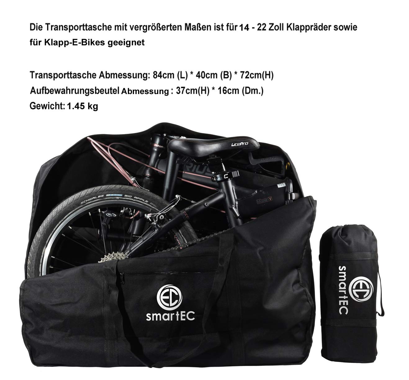 smartEC Tragetasche 20 Zoll Faltrad E-Bike Transport