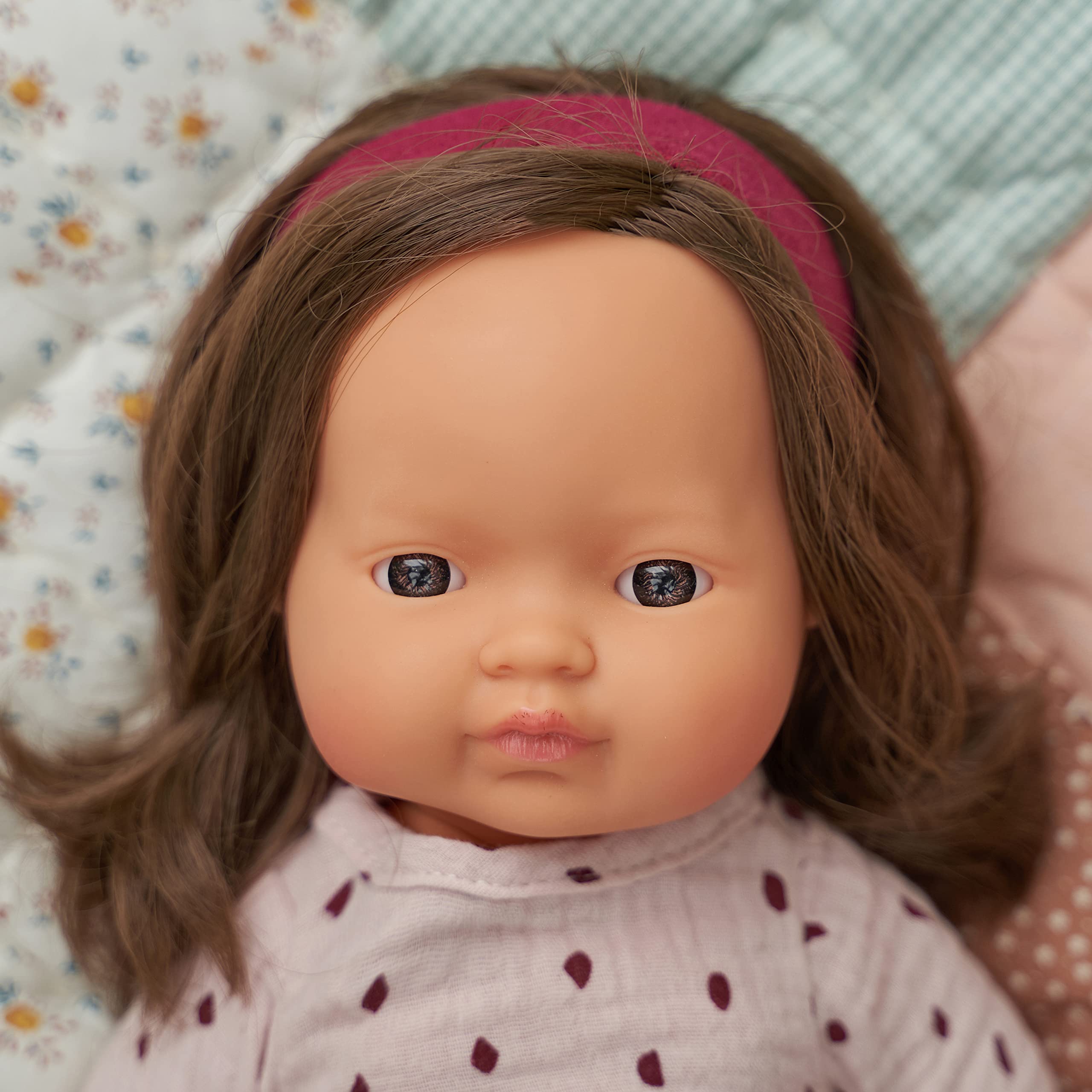 Miniland Babypuppe Braunhaariges Mädchen 38cm 31180 Vinyl