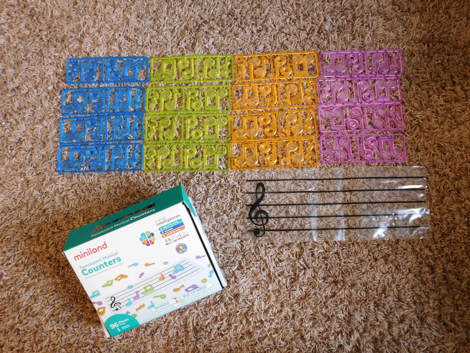 Miniland Musical Counters Leuchttisch Lernspiel 96 Teile