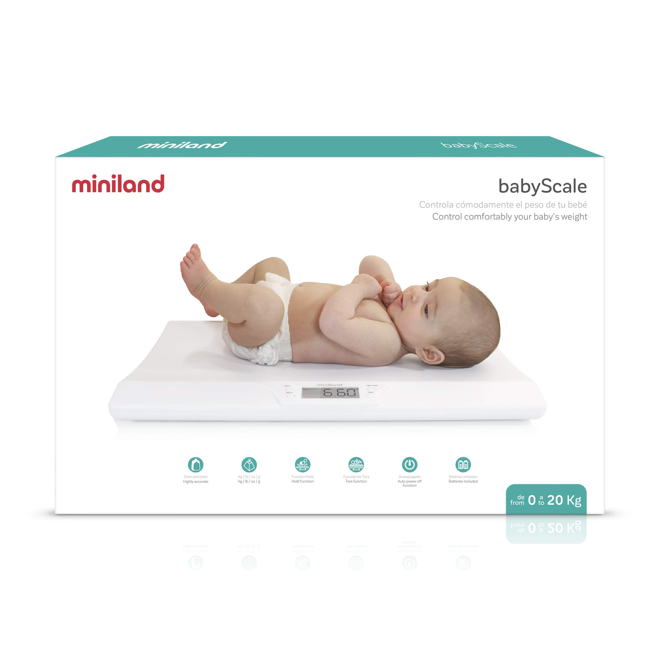 Miniland Babyscale Babywaage digital bis 20 kg mit Hold