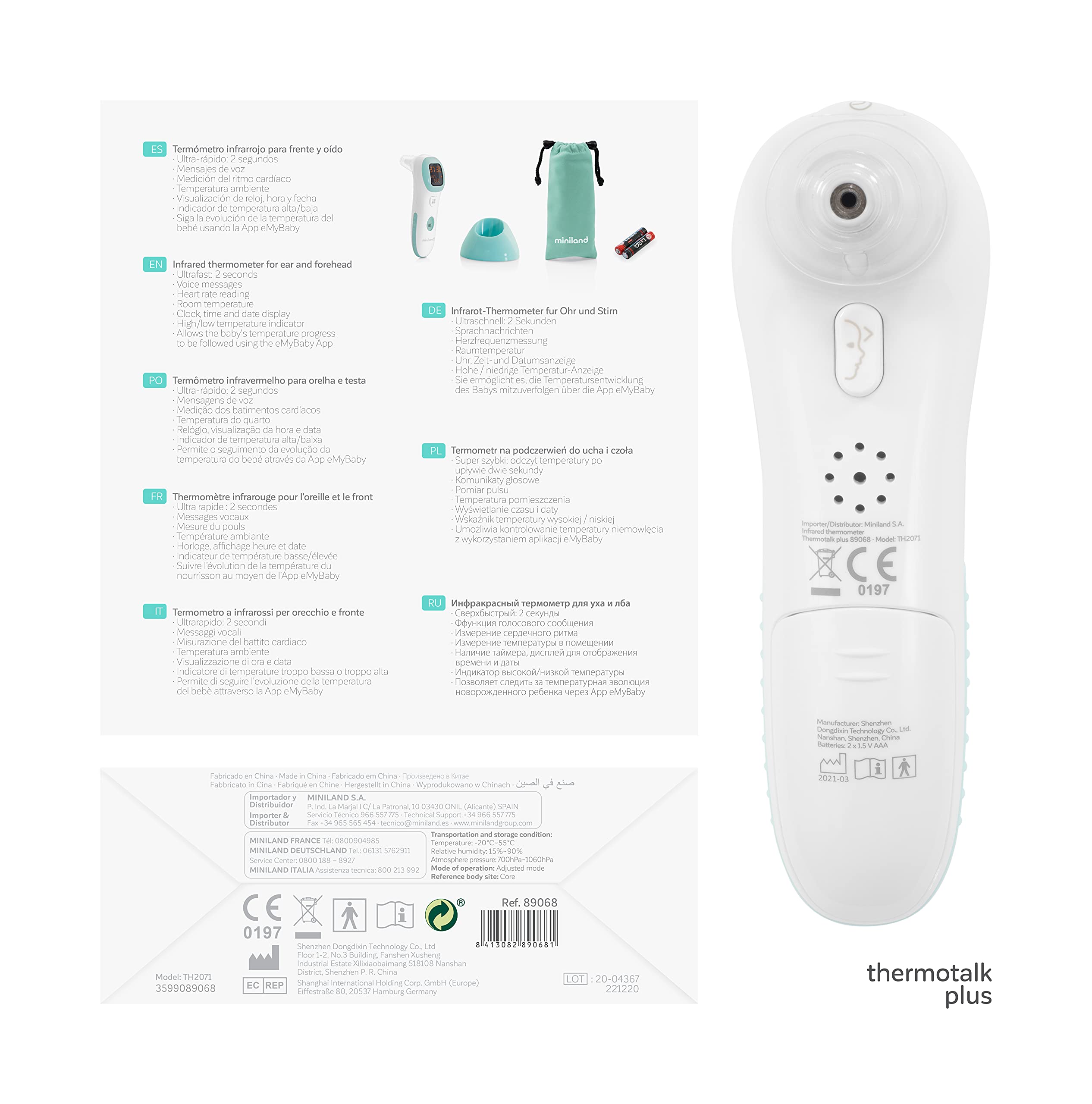 Miniland Thermotalk Plus Infrarotthermometer Stirn Ohr