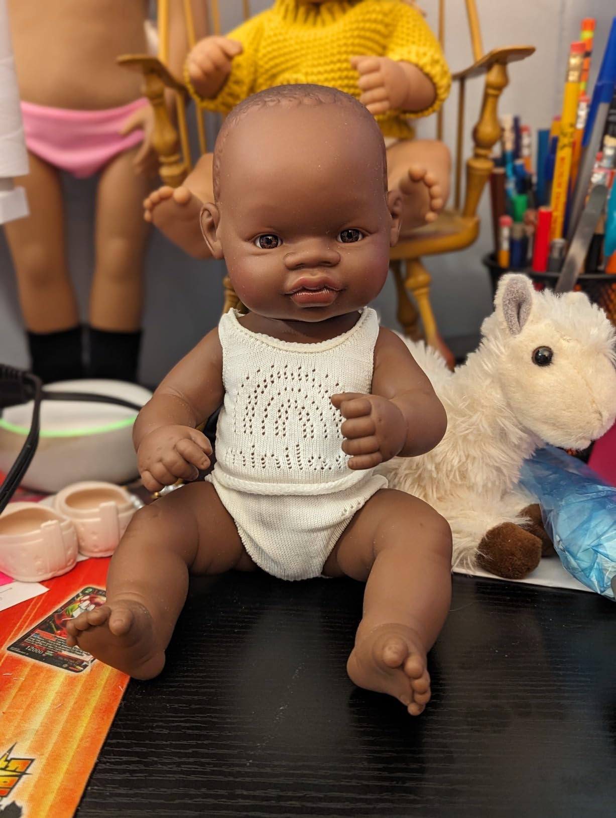 Miniland Dolls 31354 Babypuppe Mädchen 32 cm afrikanisch