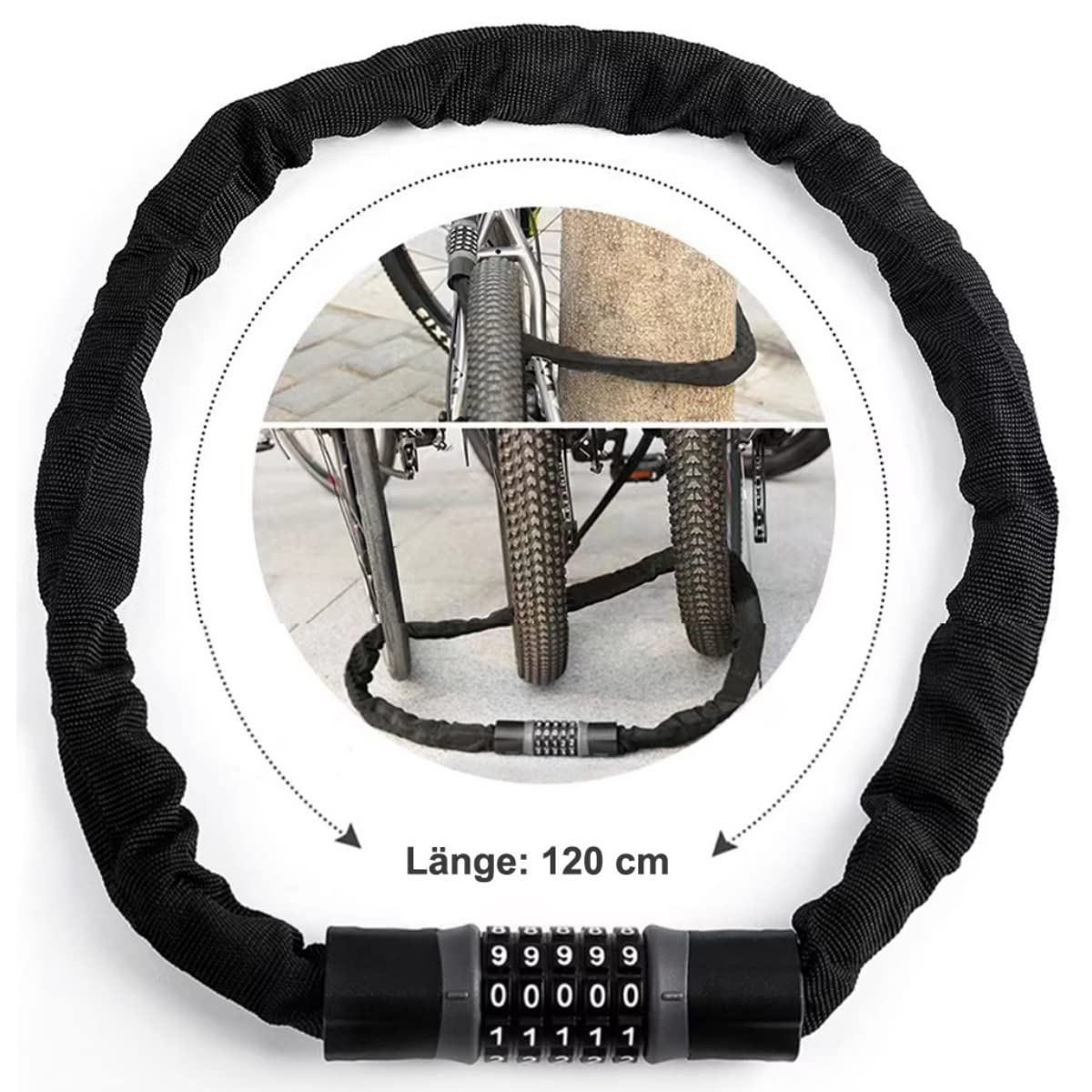 smartEC Fahrradschlösser Kettenschloss 120 cm Schlüssel