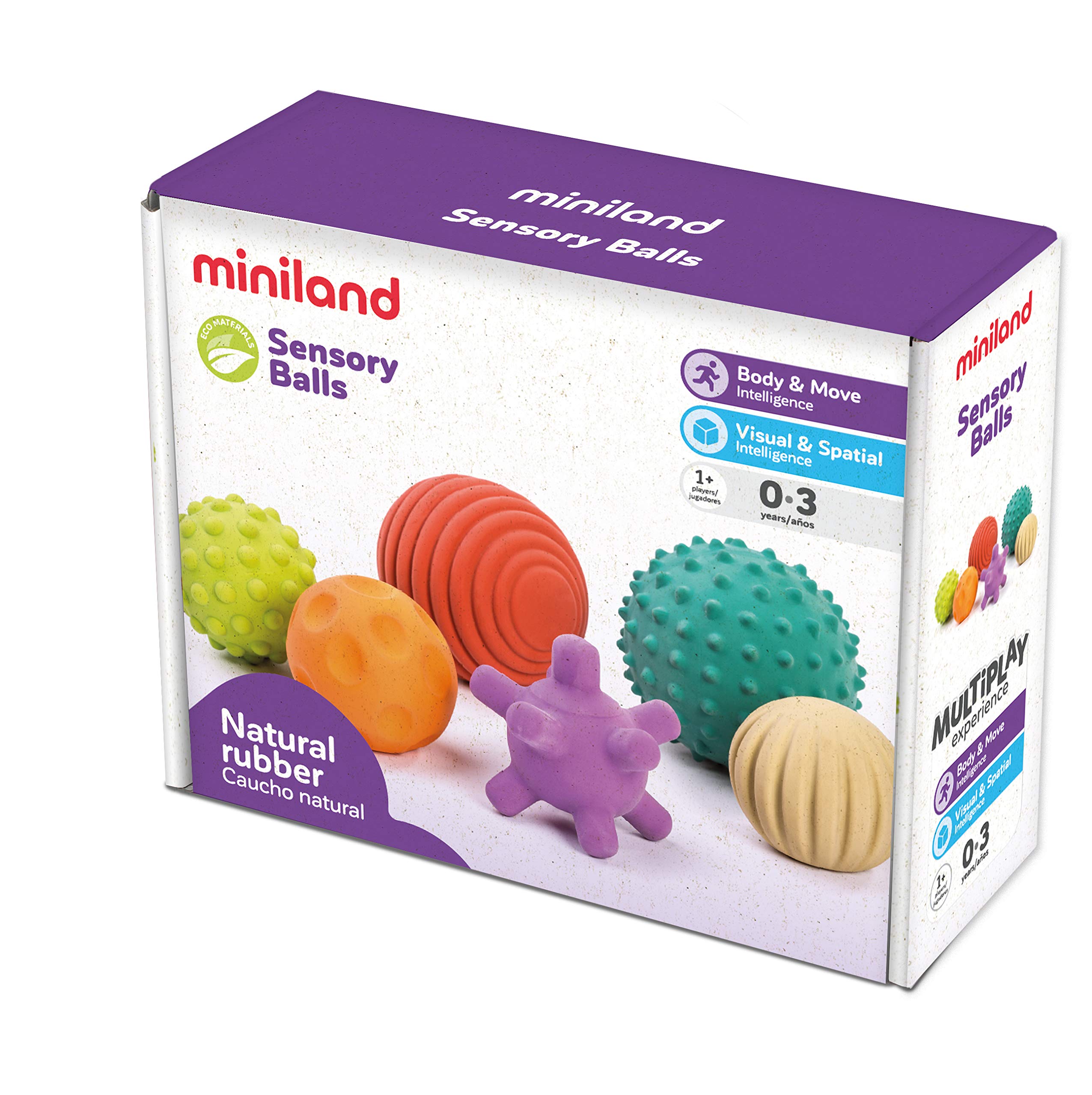 Miniland Sensory Balls Sensorikbälle Naturkautschuk Set