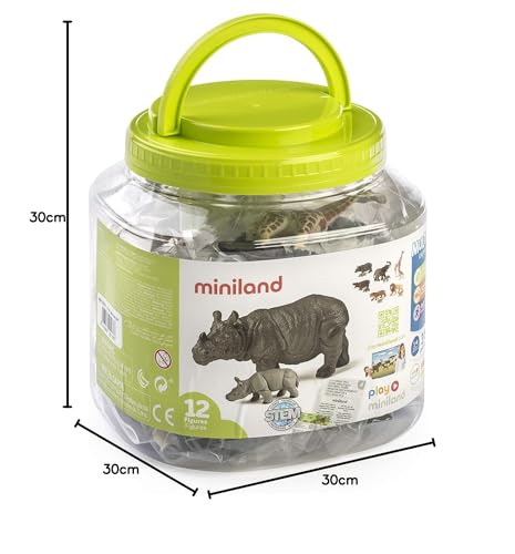Miniland Wildtiere Mütter mit Jungen 12 Figuren Dose