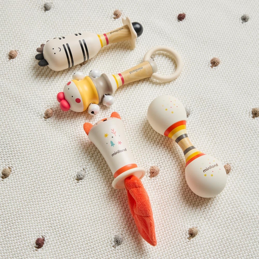 Miniland Infant Foxy Rattle Rassel Fuchs mit Beißring
