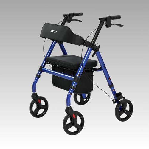 maxErgo Rollator Blau Gehhilfe mit Sitz faltbar