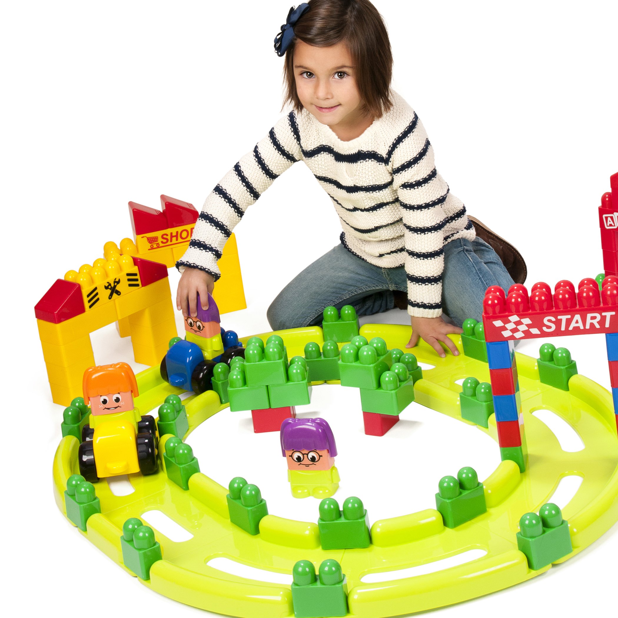 Miniland Super Blocks Racing 32345 Bauklötze 70 Teile Fahrbahn