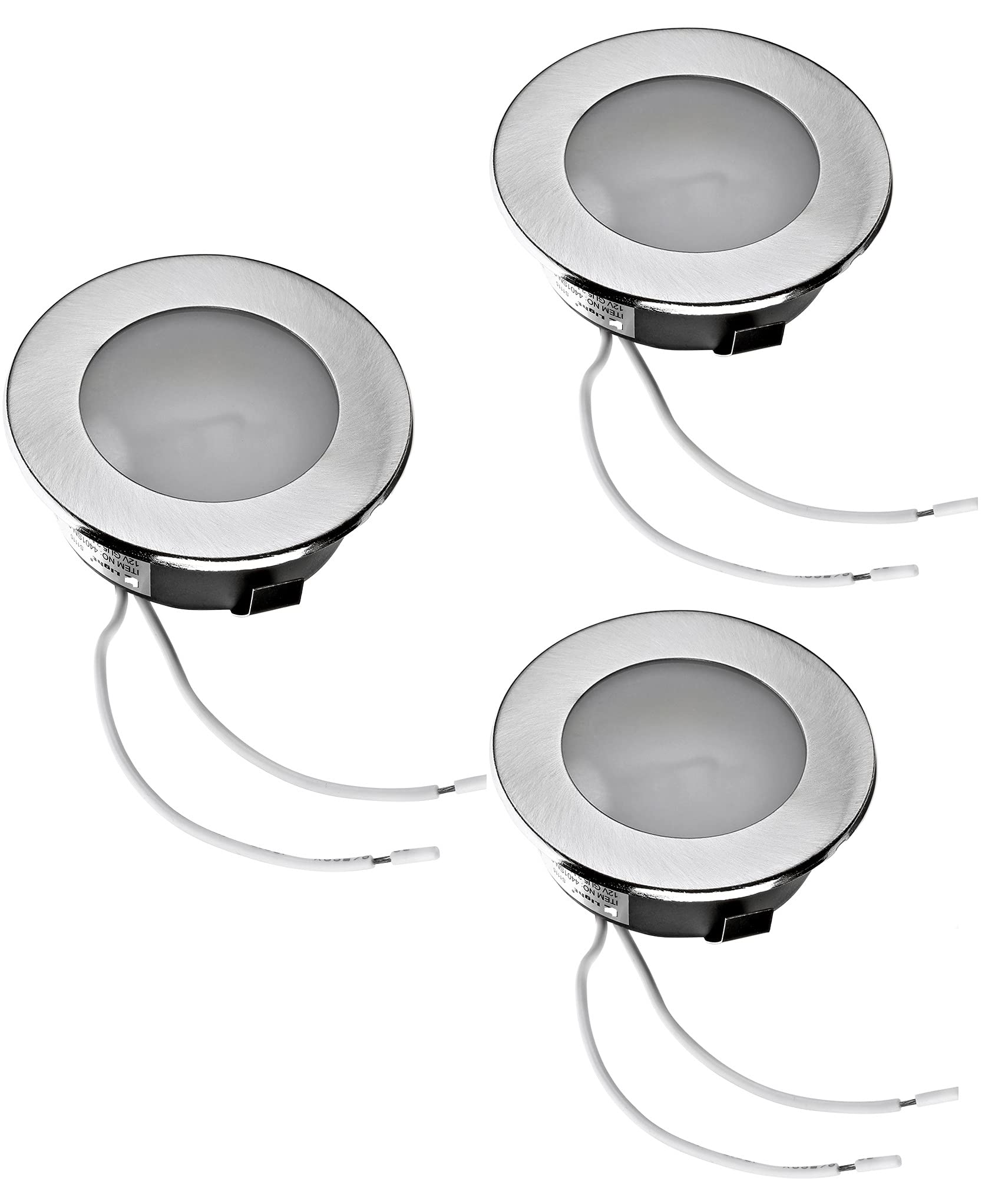 feinlux LED Einbauleuchte Set G4 12V 3x Silber-gebürstet