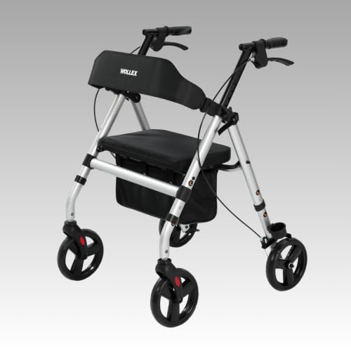 maxErgo Rollator Silber Gehhilfe mit Sitz faltbar