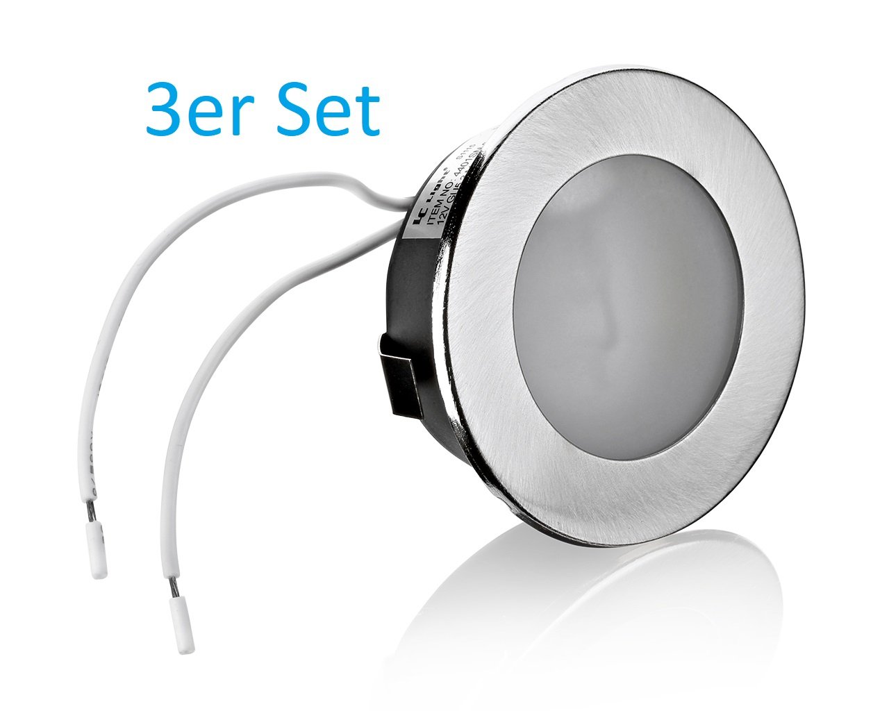 feinlux LED Einbauleuchte Set G4 12V 3x Silber-gebürstet