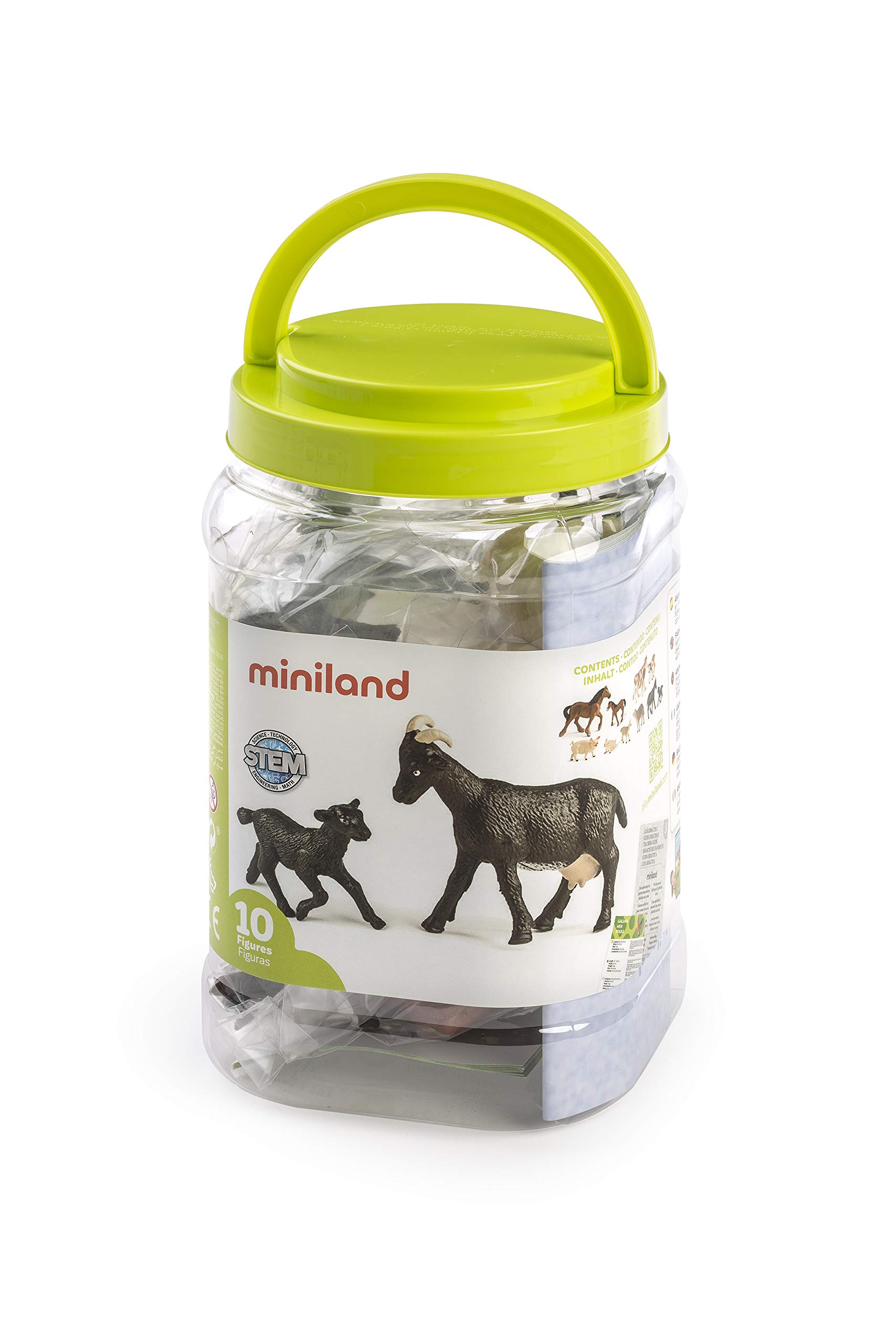 Miniland Animals figures Farmtiere 10 Figuren BPA-frei Dose