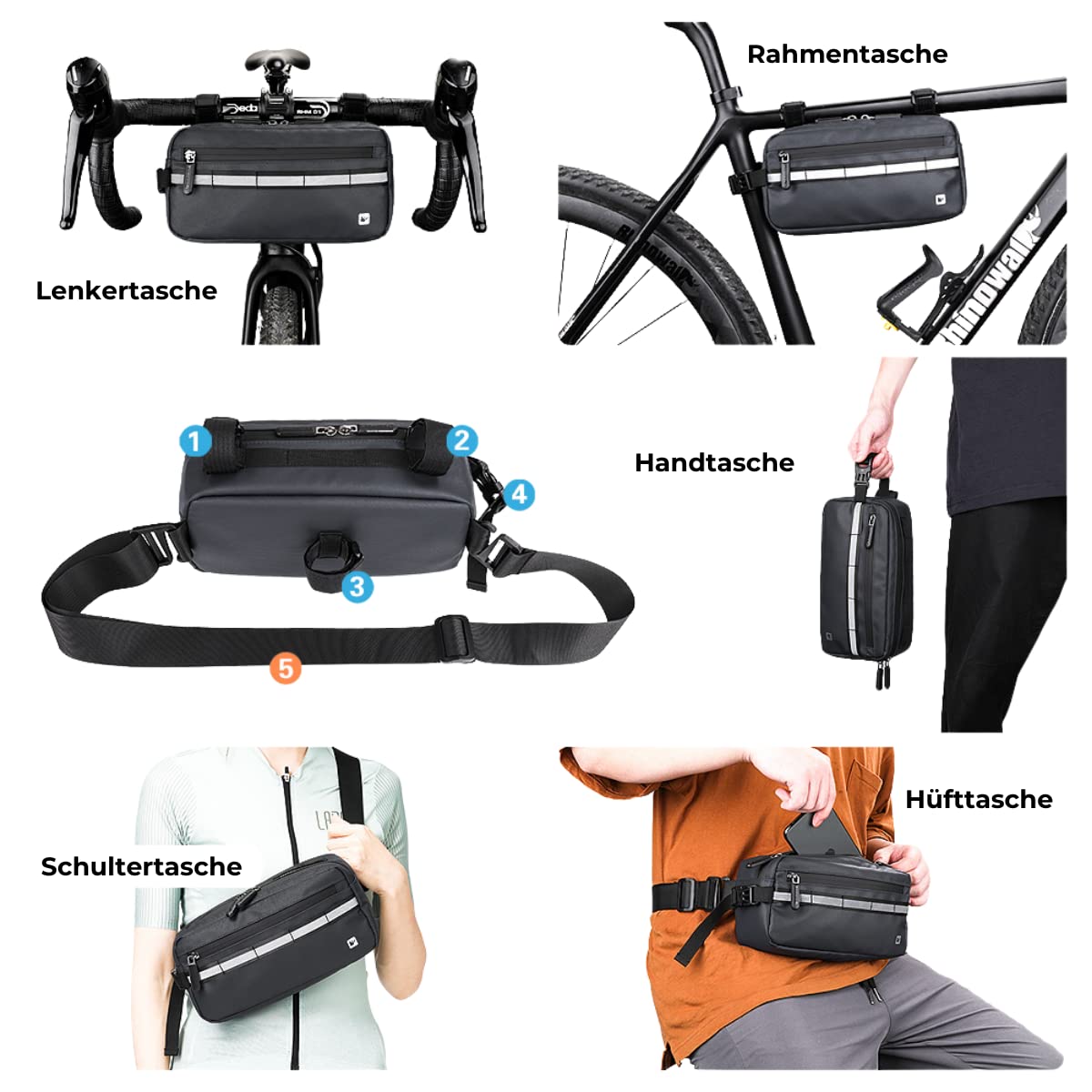 smartEC Fahrradtasche Lenkertasche Oberrohrtasche schwarz