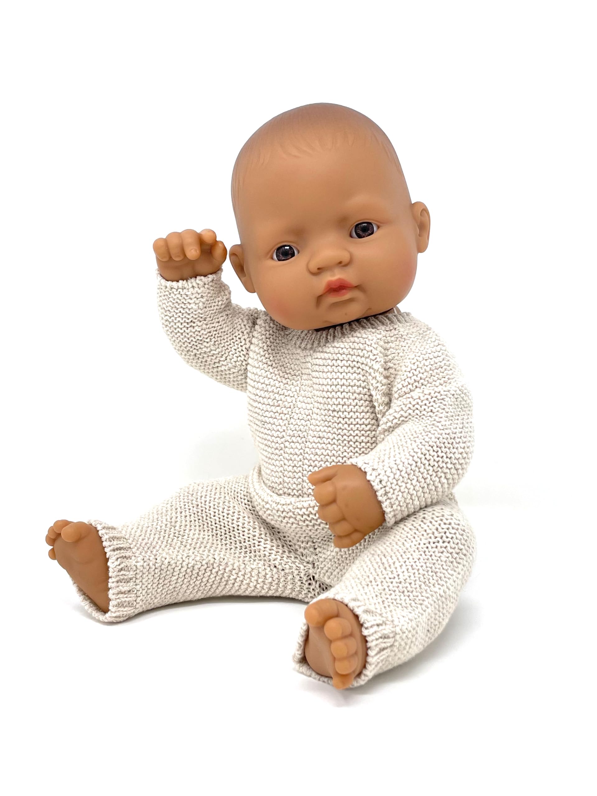 Miniland Dolls Strickpyjama beige für 38 cm Puppen Recycling