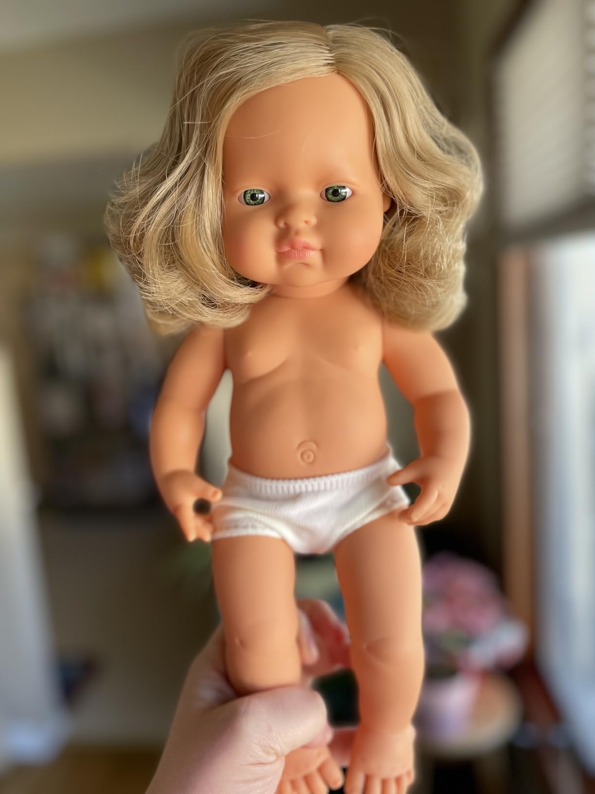 Miniland Dolls Babypuppe Mädchen 38cm dunkelblond ohne Kleidung