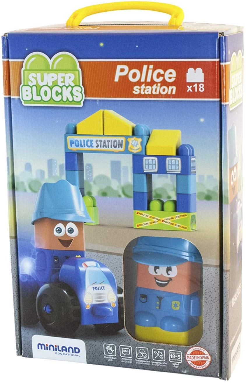 Miniland Super Blocks Police Station Bausteine 14 Teile
