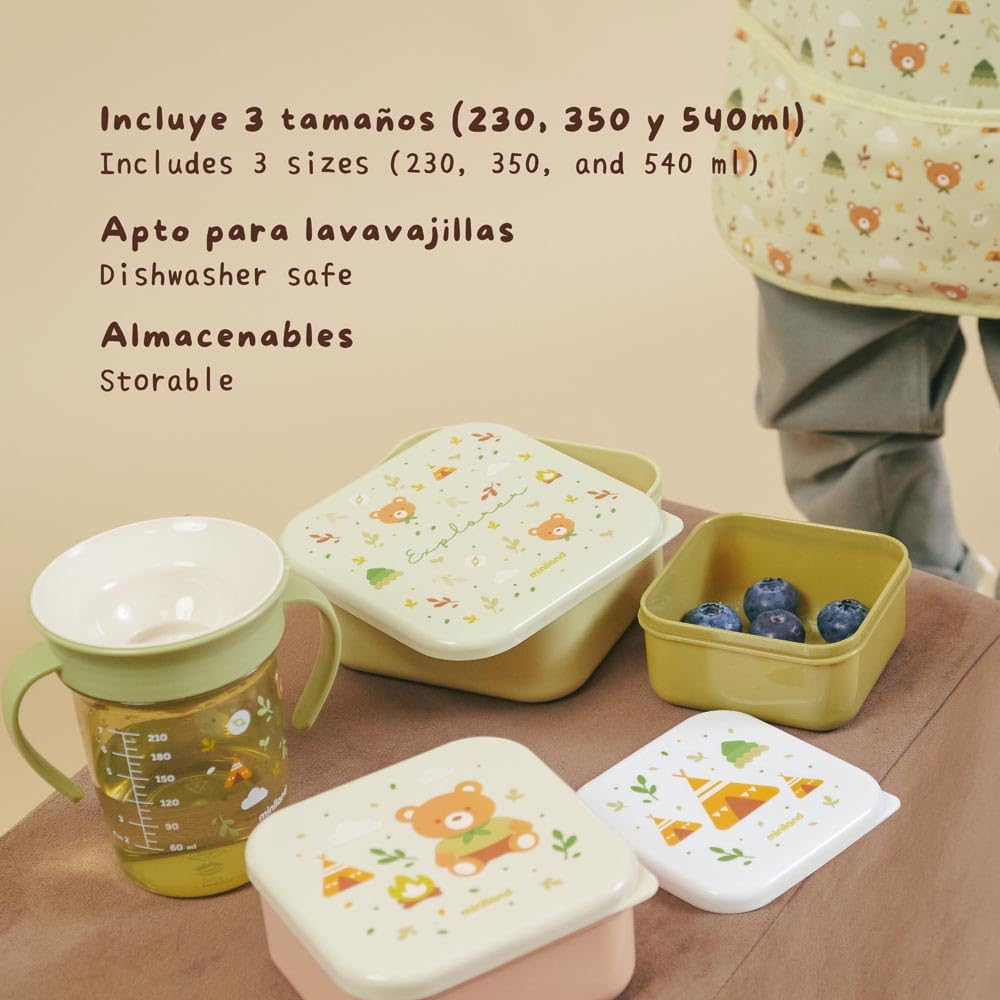 Miniland Snackbox-3 Explorer Snackboxen-Set 3-teilig BPA-frei