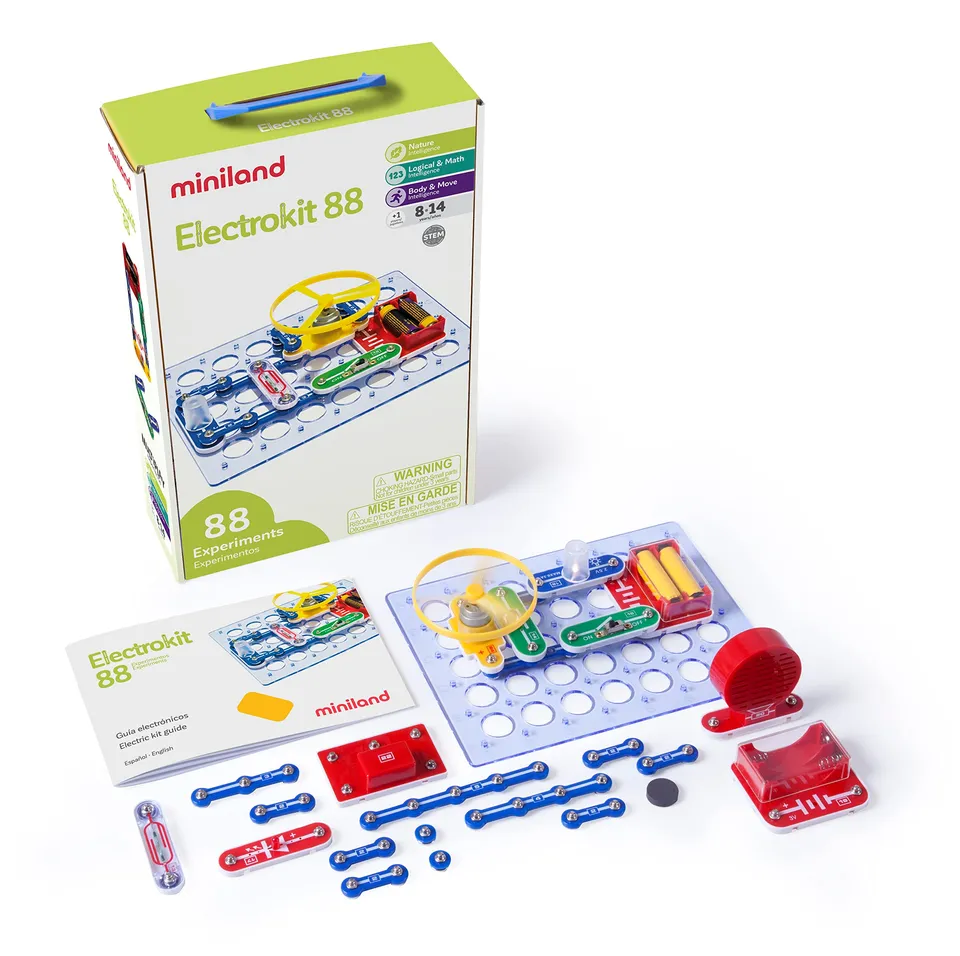 Miniland 99101 Experimentierkasten Schaltkreise 88 Übungen