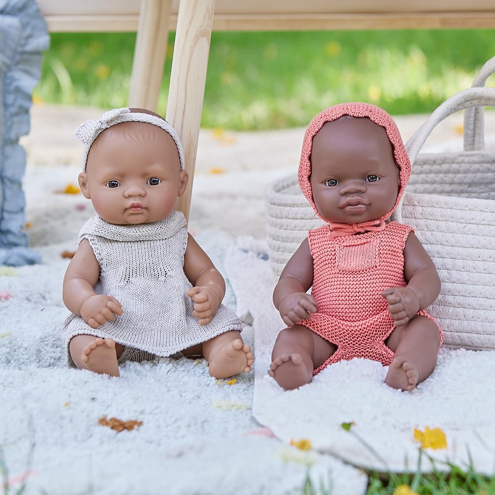 Miniland 31124 Baby Puppe 21 cm Afrikanisches Mädchen