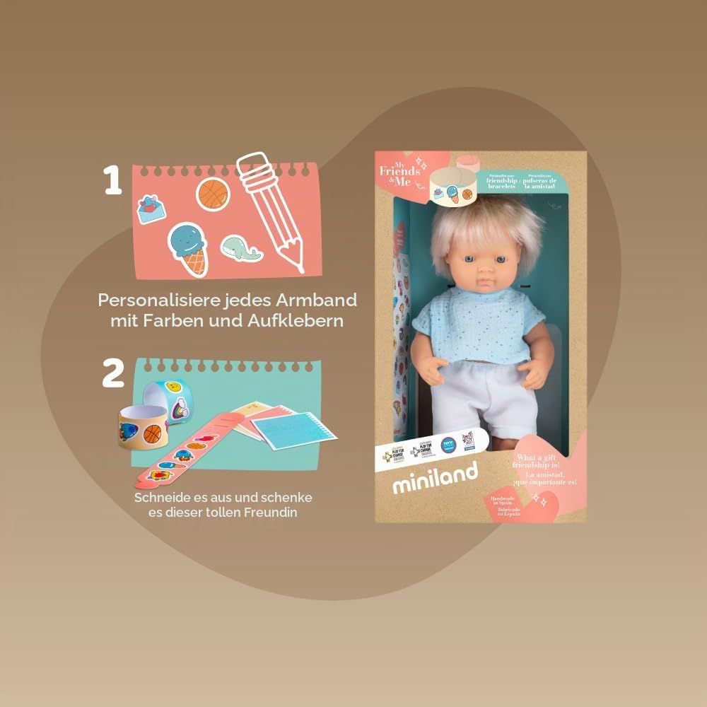 Miniland My Friends & Me Puppe Junge 38 cm mit Kleidung