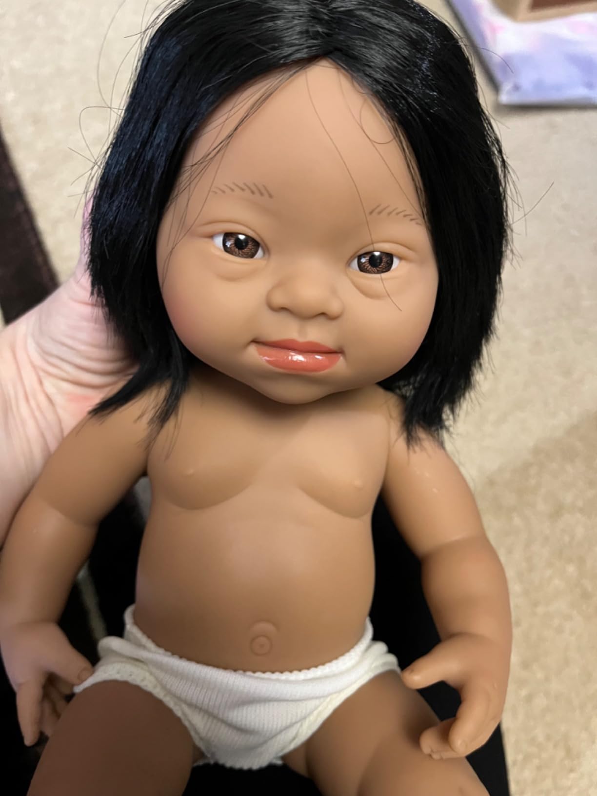 Miniland Dolls 31238 Babypuppe Mädchen 38 cm Down Syndrom Natur