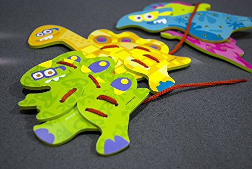Miniland Fädelspiel Flexi Dino Schnürung Set 14-teilig