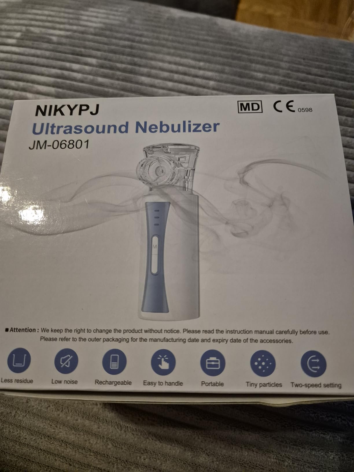 NIKYPJ Inhaler Inhalator USB blau-weiß Mesh-Vernebler 1-5 µm