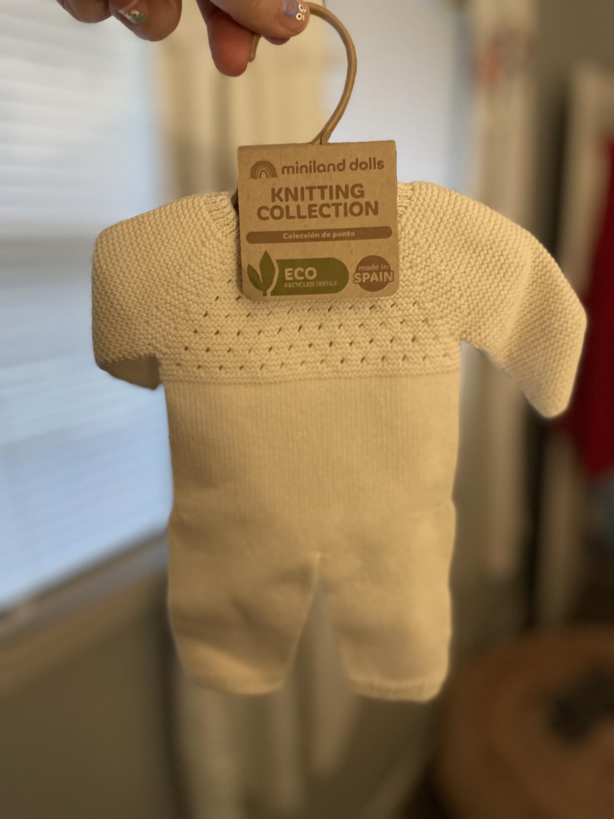 Miniland Dolls Strickpyjama beige für 40 cm Puppen Recycling