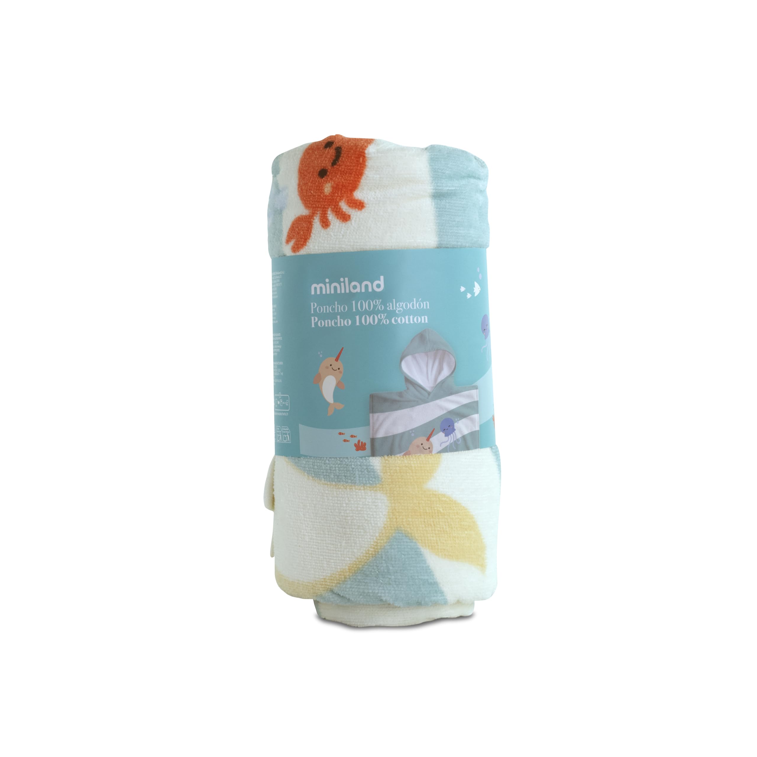 Miniland Badeponcho Kinder Baumwolle mit Kapuze