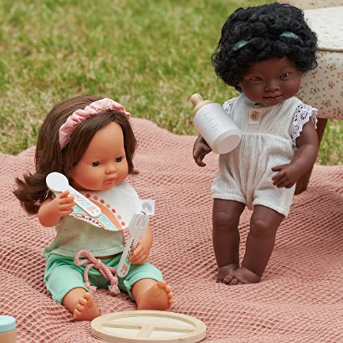 Miniland Dolls Babypuppe 38cm braunhaariges Mädchen Vinyl
