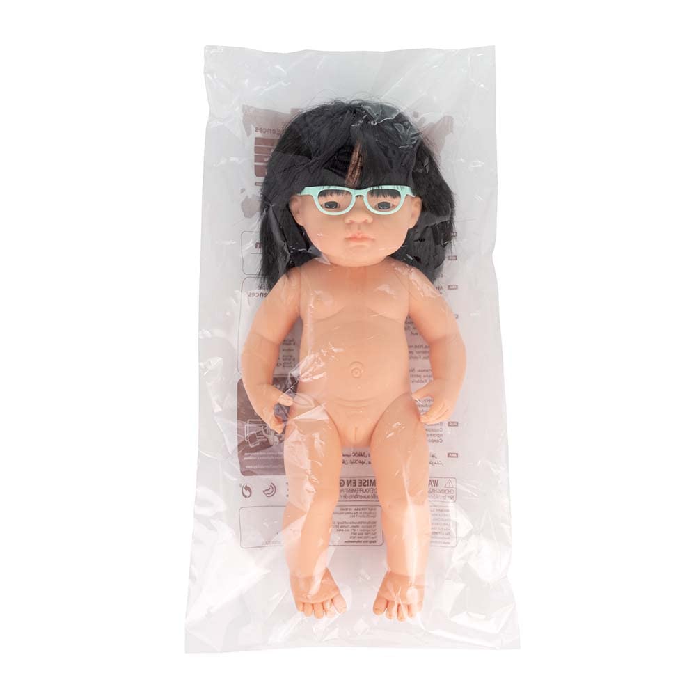 Miniland Dolls Babypuppe asiatisches Mädchen 38cm Brille