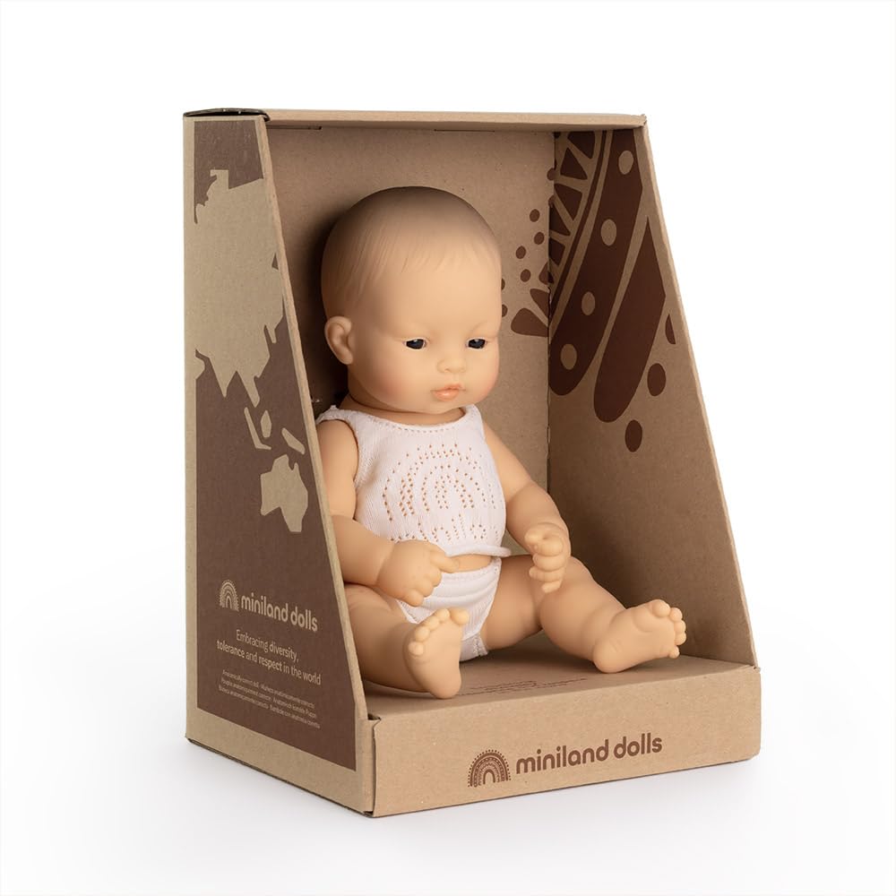 Miniland Dolls Babypuppe Mädchen 32 cm asiatisch Vinyl Unterwäsche