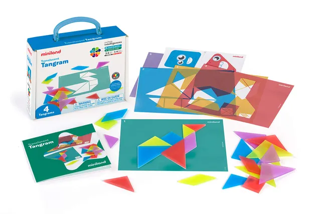 Miniland Translucent Tangram Tangramspiel 4er Set Leuchttisch
