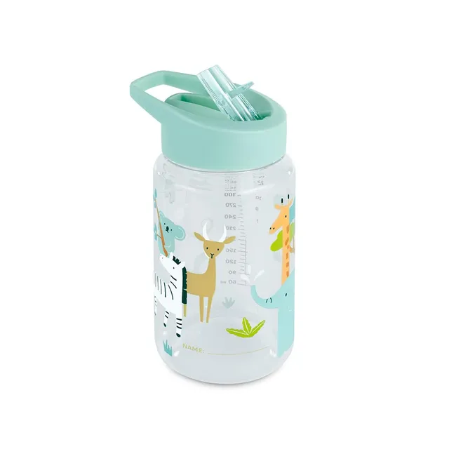 Miniland Jungle Tritan-Trinkflasche 450 ml mit Strohhalm